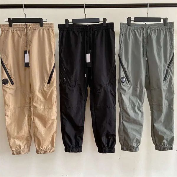 Calça cargo masculina com lente de bolso, calça de moletom de nylon para corrida, agasalho à prova d'água para áreas externas, calça solta de secagem rápida 934