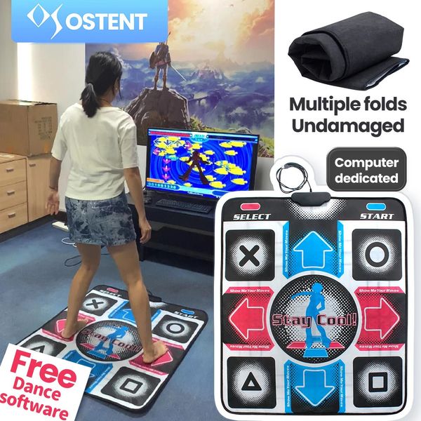 Ostent USB Slip Olmayan Dans Mat Dans Ped PC Dizüstü Bilgisayar Video Oyunu için Ayak Battaniyesi Aile Sporları Hareket Algılama Oyunu 240131