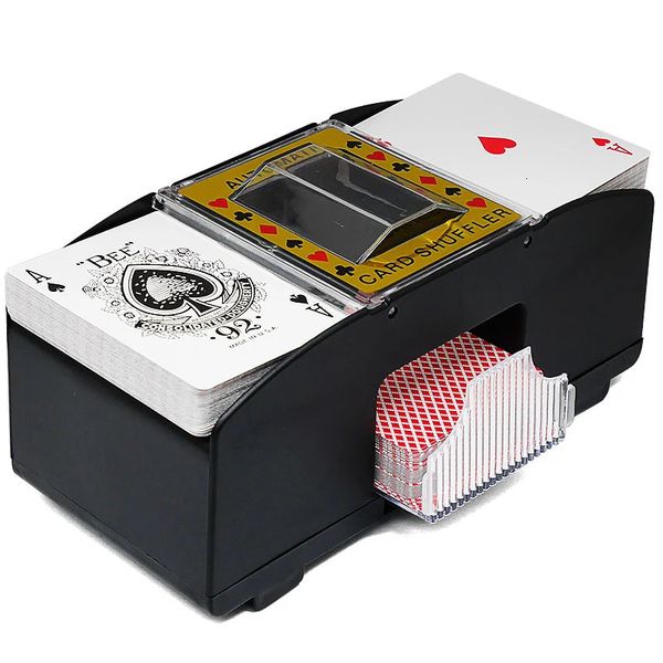 Automatischer Pokerkartenmischer, elektrisch, 6 Decks, batteriebetrieben, für Casino, Rommé und Skat, Schwarz 240125