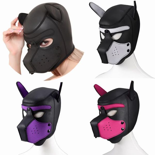 Брендовая модная мягкая латексная резиновая маска для ролевых игр, маска для вечеринки, маска для щенка, косплей, полная голова с ушками, SM, секс-игрушки для пар 240129