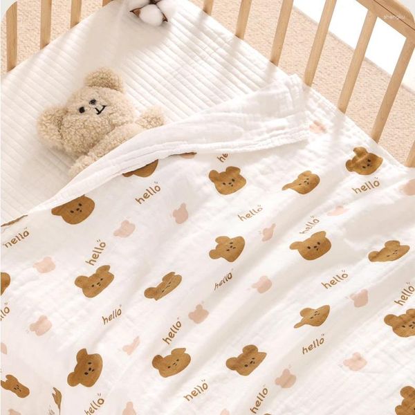 Battaniyeler 6 katlı bebek banyosu havlu pamuk yaz battaniyesi yumuşak muslin kunesi doğdu yatak kapağı bebek arabası çocuklar