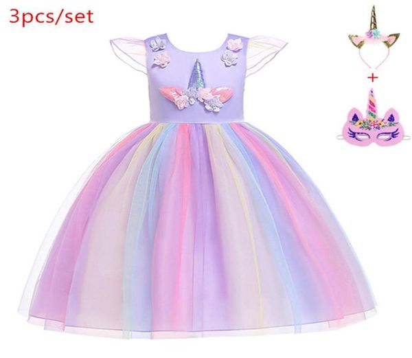 Flower Girls cosplay Unicorn Dress Children039s day Princess Girls Birthday Party Dress Bambini Bambini Halloween Unicorn Costume7923722