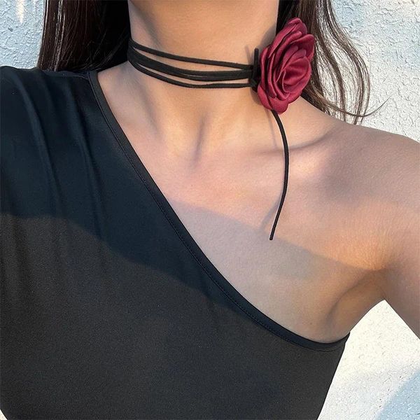 Colares Pingente Criativo Longo DIY Floral Clavícula Cadeia Mulheres Banquete Flor Collar Neckband Moda Jóias Handmade Rose Colar Presentes