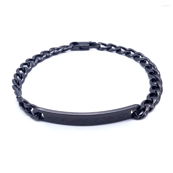 Braccialetti a maglie Bracciale in acciaio inossidabile massiccio Colore nero 6MM Barra identificativa liscia 8 