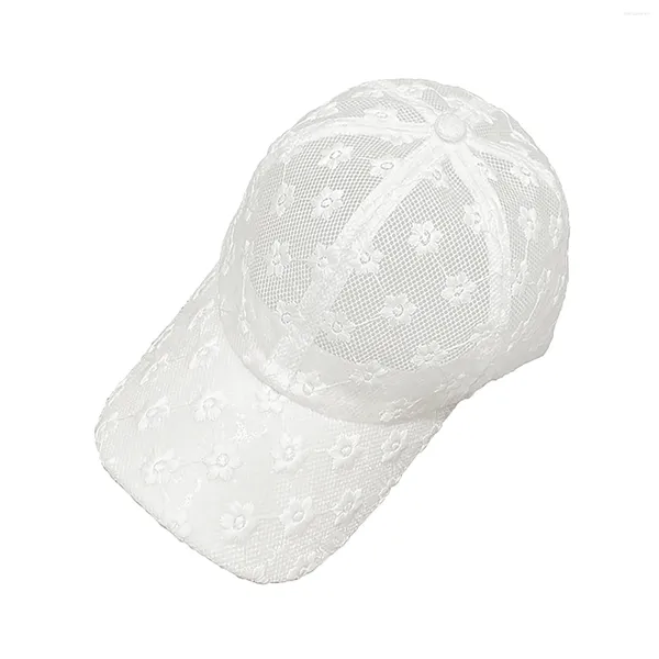 Berretto da baseball da donna ricamato estivo quotidiano lavabile berretto da baseball in mesh traspirante visiera a fiori in pizzo casual da esterno Snapback portatile