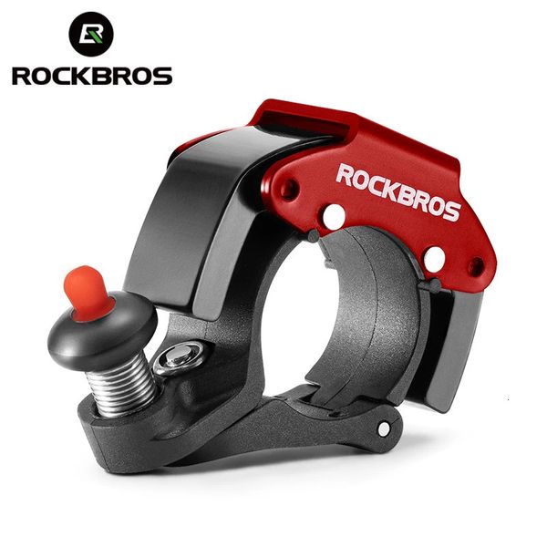 ROCKBROS Fahrradklingel, klassisches Edelstahl-Schwarz-Rot-Horn, Fahrrad-Lenkerklingel, Hupe, klarer Klang, Fahrradhupe, Glocken, Zubehör 240202