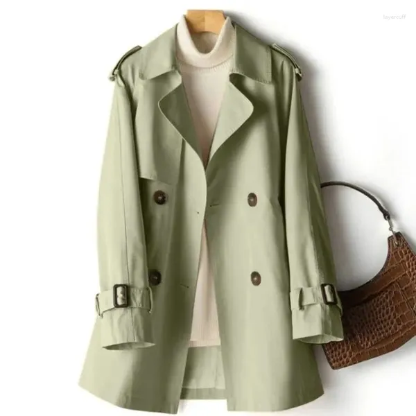 Trench da donna 2024 Primavera Autunno Abbigliamento donna Moda Giacca a vento Risvolto Giacca con doppio bottone Capispalla femminile Cappotto casual allentato