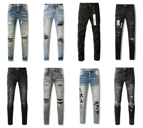 Amirs Mens Designers Jeans Angustiado Roxo Rasgado Biker Slim Straight Denim para Homens S Imprimir Exército Moda Mans Skinny Pant Bra