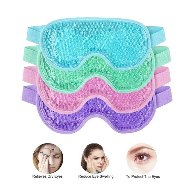 Maschera per gli occhi per dormire con perle di gel riutilizzabili di ghiaccio Terapia del freddo Cura degli occhi Rilassante Allevia la fatica Copertura Benda per gli occhi per il sonno per il viso 240127