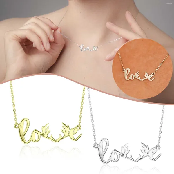 Catene Moda LOVE Collana con lettera in acciaio inossidabile Collana da donna DEERLYv