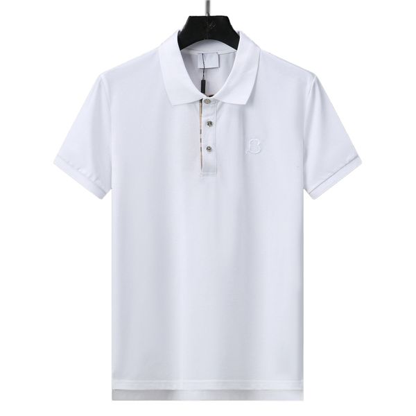 2024 designer de luxo mens polo camisas t-shirt moda negócios casual manga curta 100% algodão de alta qualidade preto e branco respirável verão tops roupas