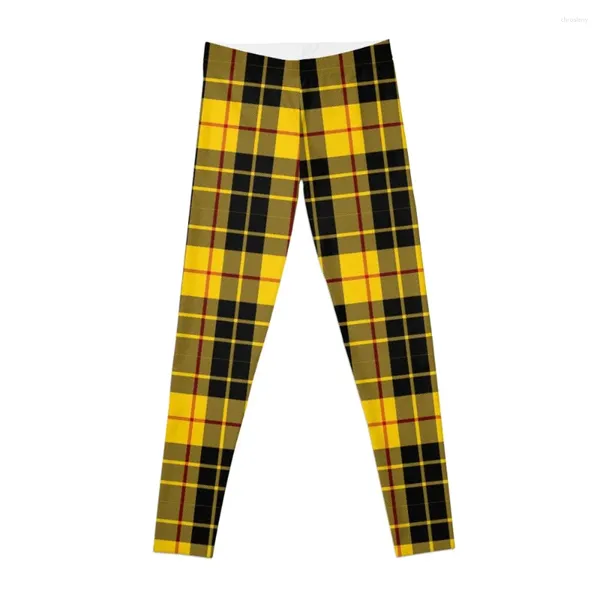 Pantaloni attivi McLeod Giallo Nero Tartan Stampa Leggings Pantaloncini da allenamento Collant da donna Donna