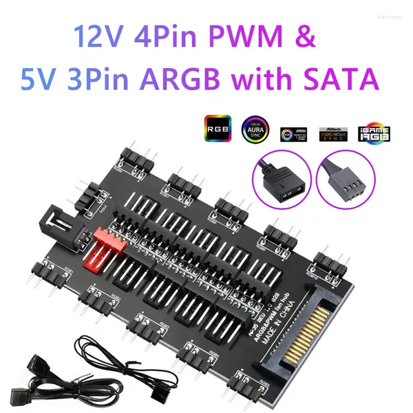 Bilgisayar Kabloları 5V 3 Pin Argb Kablosu Asus Aura Sync RGB 10 Hub Ayırıcı SATA GÜÇ EXTENATED ADAPTÖR LED STRIP IŞIK IŞIK PC FAN SOĞUTU