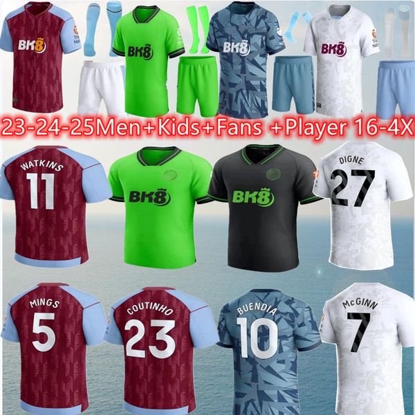 23 24 25 ASTOn VilLaSsoccer maglie uomo bambini casa 2023 2024 Aston Villas maglia da calcio via terza camisetas Mings Mcginn Buendia Watkins maillot Kamara 164xl