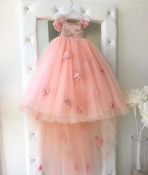 Mädchenkleider Strandhochzeit Blumenkleid Erröten Rosa Ballett Rüschen Schönheitswettbewerb Baby Kinder Geburtstag Party Erstkommunion Kleid