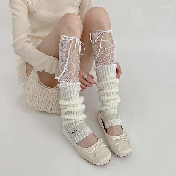 Frauen Socken Sexy Spitze Mesh Fishnet Strümpfe JK Mädchen Gestrickte Fuß Abdeckung Lolita Süße Bandage Bogen Kawaii