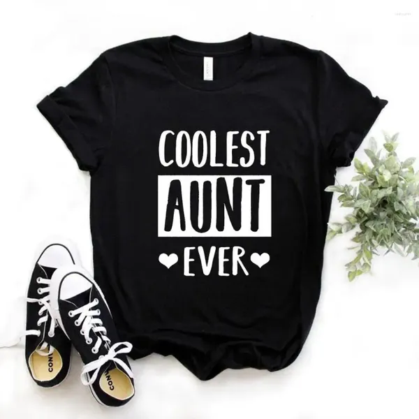 Mulheres Camisetas Coolest Tia Ever Imprimir Mulheres Camisetas Casual Camisa Engraçada para Lady Yong Girl Top Tee Hipster FS-99