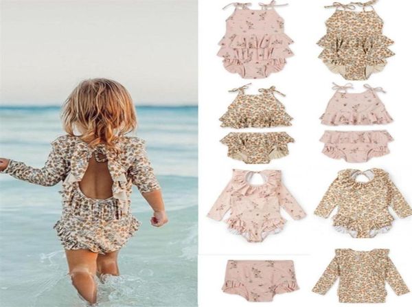 Bambino delle ragazze dei ragazzi costumi da bagno nuova estate KS marca bambino Hawaii vestiti per bambini costumi da bagno fiore costumi da bagno per bambini bikini carino 21032896616