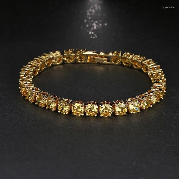 Charme pulseiras amarelo zircônia cúbica ouro-cor mulheres pulseiras dubai jóias aniversário pulseira para festa de casamento presente B-009