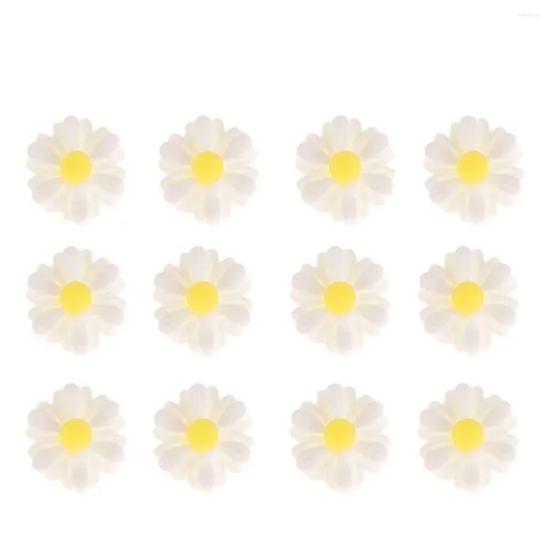 Dekoratif Çiçekler 20 PCS 9mm Plastik Yapay Diy Daisy Crafts Proje Aksesuar (Beyaz)