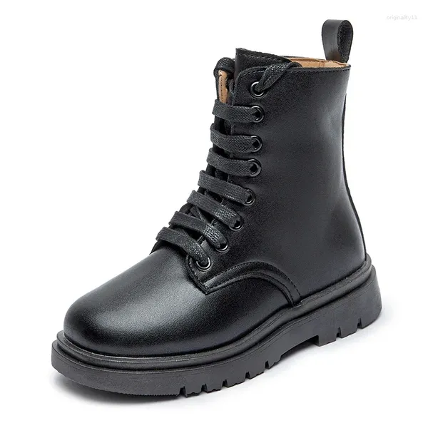 Botas meninas 2024 inverno crianças sapatos desempenho alto tubo maré escola pu couro impermeável