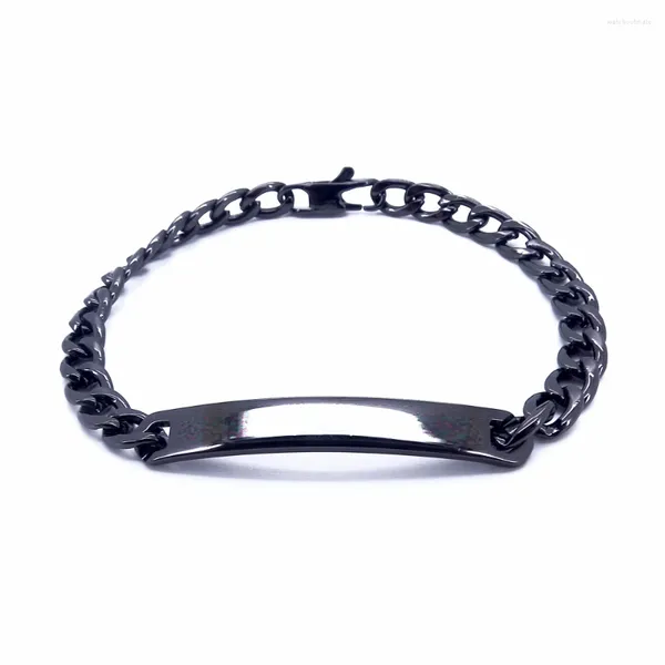 Braccialetti a maglie 6MM Gioielli neri Bracciale in acciaio inossidabile ID bar alto lucido 8 