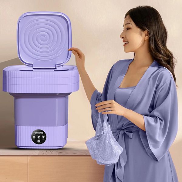 Портативная стиральная машина синего света 13 л, нижнее белье с сушилкой, ведро, носки, стиральная машина для кемпинга, складная мини-240131
