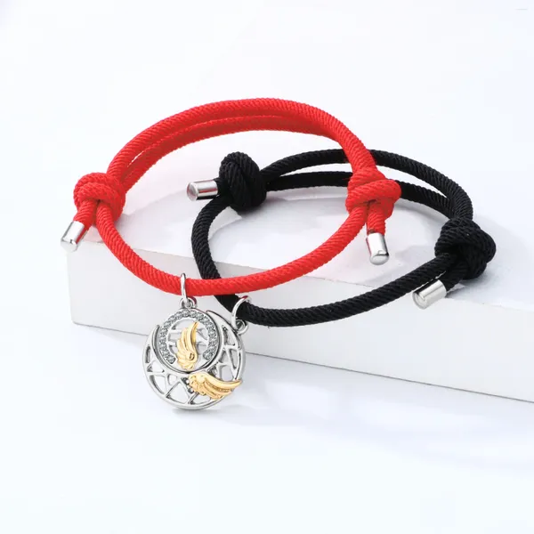 Braccialetti a maglie Bracciale per coppia con ala alla moda Magnete Un paio di regali di San Valentino per uomo e donna