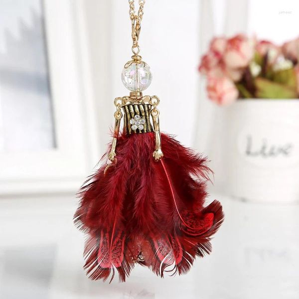 Ожерелья с подвесками, эффектное великолепное ожерелье с куклой из перьев, платье ручной работы, французский S сплав для девочек, женские модные украшения с цветком