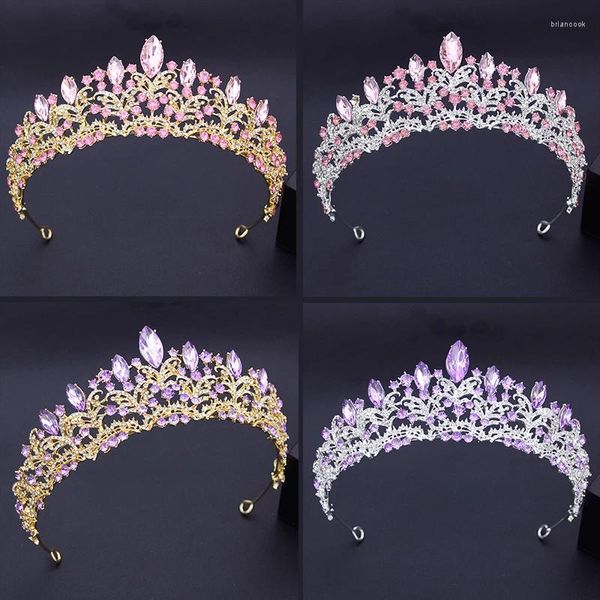 Saç klipleri mor tiaras ve kadınlar için taç düğün tiara gelin prenses pageant taç diadem kristal başlık doğum günü balo