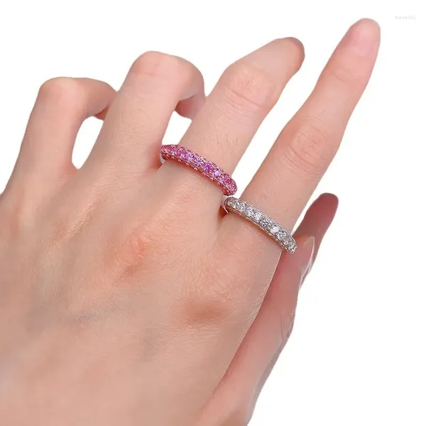 Кольца кластера SpringLady, позолоченное серебро 925 пробы, круглое кольцо с лабораторным сапфиром и драгоценными камнями для женщин, свадебная вечеринка, ювелирные изделия для пар