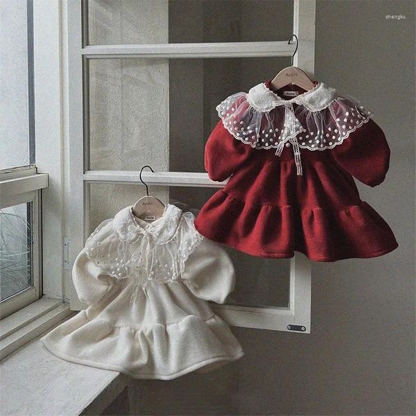 Mädchen Kleider Prinzessin Kleid Kinder Plain Ballkleider Winter Kinder Kleidung Mädchen Weihnachten Jahre Taufe Rot Säugling Outfits