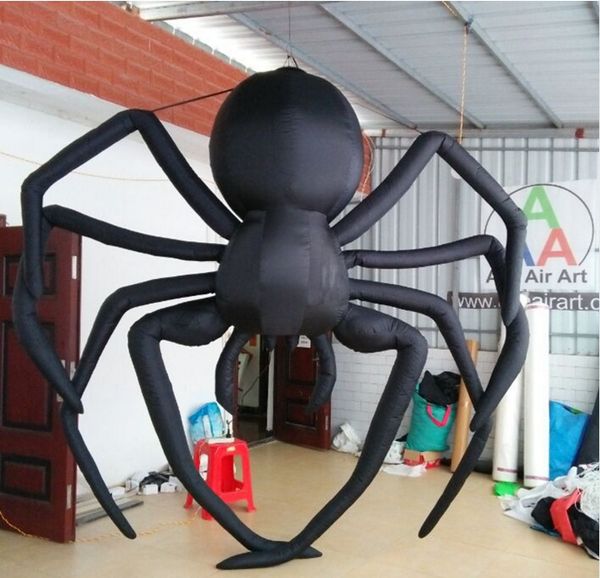 Atacado de alta qualidade teto decoração de halloween inflável preto aranha modelo aterrorizar animal telhado decoração no festival