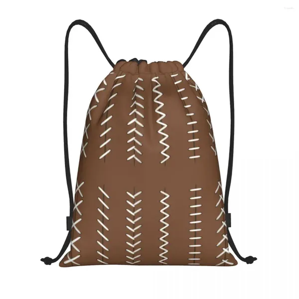 Sacos de compras personalizados bola de rugby costura padrão saco de cordão homens mulheres leve esportes ginásio mochila de armazenamento