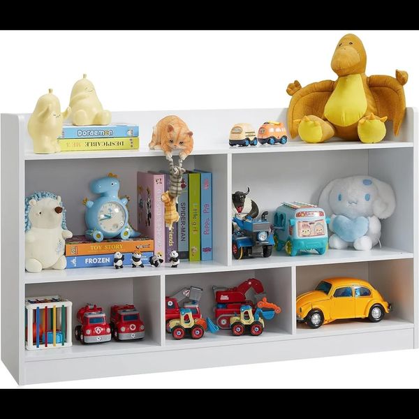 Organizador de armazenamento de brinquedos infantis, estante de 5 seções para organizar livros, brinquedos, armário de madeira, móveis para creche, escola 240125
