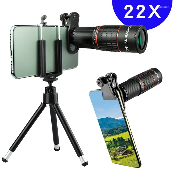 Teleskop 22X Monokular Zoom Handy Telepo Objektiv mit Stativ Clip Outdoor Camping Tourismus Teleskope