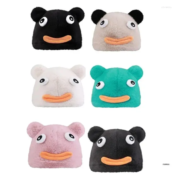 Berets engraçado olhos chapéu de pelúcia para senhora menina adorável urso orelha engrossar quente bonnet tempo frio esqui ao ar livre caminhadas