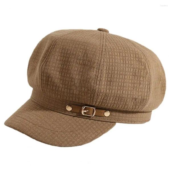 Berets Krempe Hut Künstlerische Dome Top Maler Für Frauen Retro Schnalle Dekor Kurze Dame Kappe Herbst/winter Mode Caps