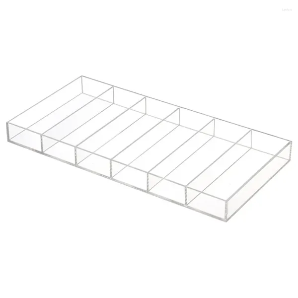 Dekorative Teller, transparentes Acryl, 6 Fächer, Sonnenbrillen-Aufbewahrung, Präsentationstablett, Schubladenetui, Brillenhalter, Ständer, Brillen-Organizer