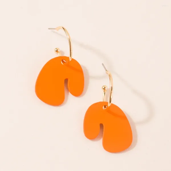 Orecchini a bottone foglie dipinte di arancione per le donne Gocciolamento di olio Fiore irregolare Orecchino Gioielli Regali di moda