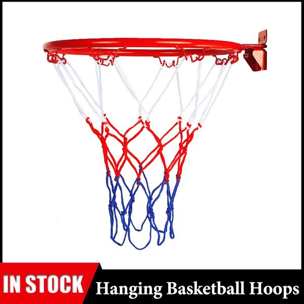 Canestro da basket fissato al muro da 32 cm, rete, bordo in metallo, cesto appeso, bordo da basket con viti, per interni ed esterni, sport 240127