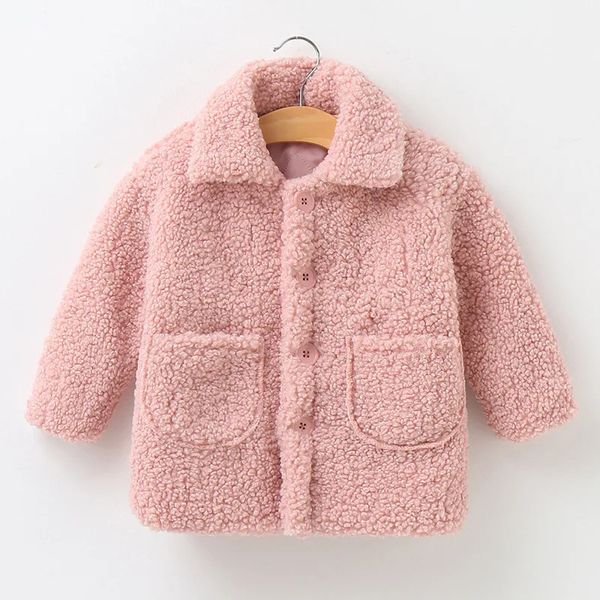 Плюшевая куртка для девочек, весенне-осенняя теплая верхняя одежда, модное рождественское пальто маленькой принцессы, детская одежда для 2, 3, 4, 5, 6, 7 лет 240202