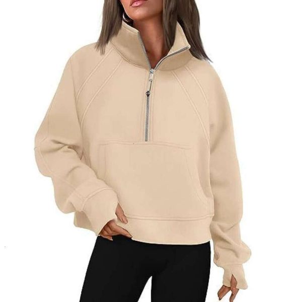 LU-187 Yoga Scuba Half Zip Hoodie Jacke Designer Pullover Damen Definieren Workout Sport Mantel Fitness Activewear Top Solid Zipper Sweatshirt Sport Gym Kleidung52