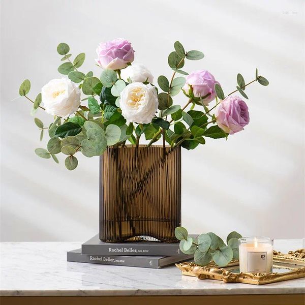 Fiori decorativi 6 pezzi Real Touch Rose Fiore Lattice artificiale Peonie reali Peonia finta bianca per la decorazione domestica di nozze