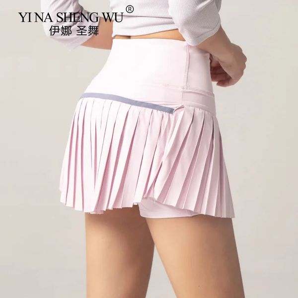 Женские спортивные теннисные юбки, юбка, шорты для фитнеса, спортивные шорты с высокой талией для бега, быстросохнущие спортивные шорты с карманом 240202