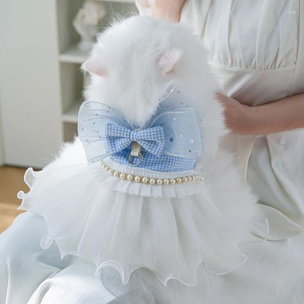 Trajes de gato roupas traje de verão leve para gatinhos pequenos ragdoll gatos azul animal de estimação anti-derramamento vestido de princesa