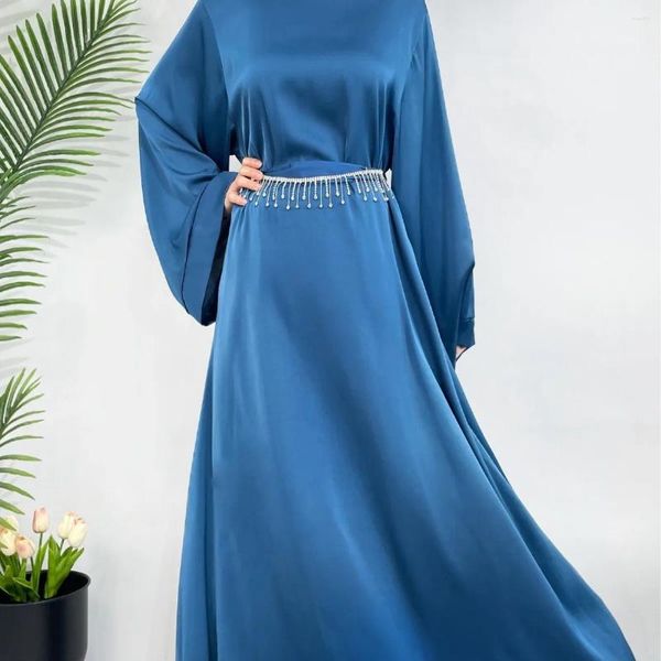 Ethnische Kleidung, Wasser-Diamant-Gürtel, Damen-Satinkleid, elegante und edle Robe aus dem Nahen Osten, Abaya, Größe L