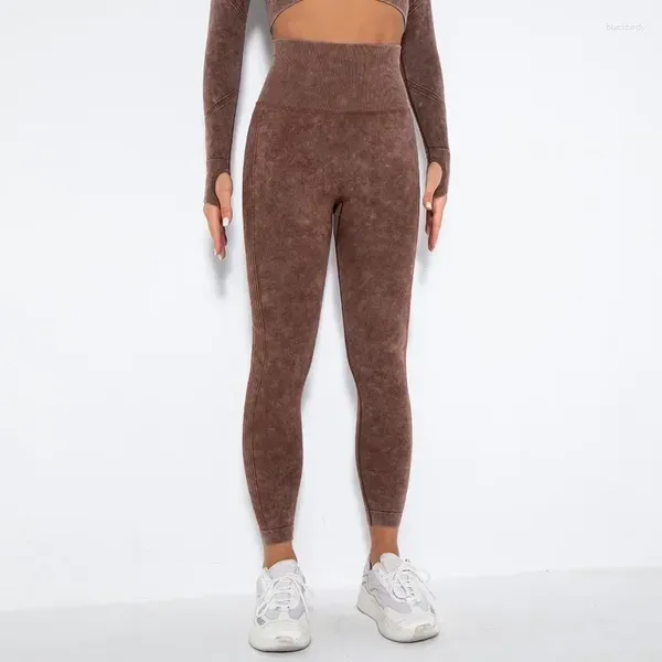 Leggings da donna Pantaloni da yoga slim solidi Senza soluzione di continuità Moda donna per fitness sportivo lavorato a maglia a vita alta 30187