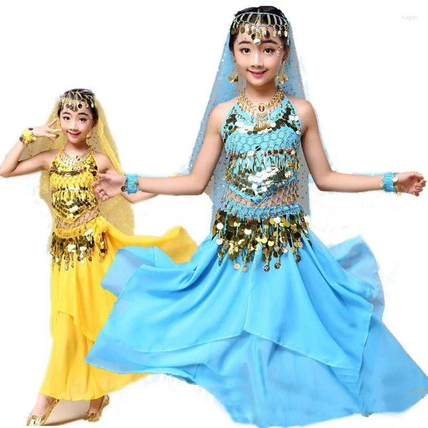 Stage Wear Set da 5 pezzi Costumi di danza del ventre per ragazza per bambini Set di danza Bollywood per bambini