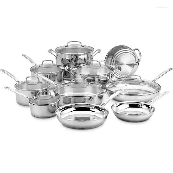 Set Di Pentole Cuisinart Set 17 Pezzi Collezione Chef's Classic Steel 77-17N